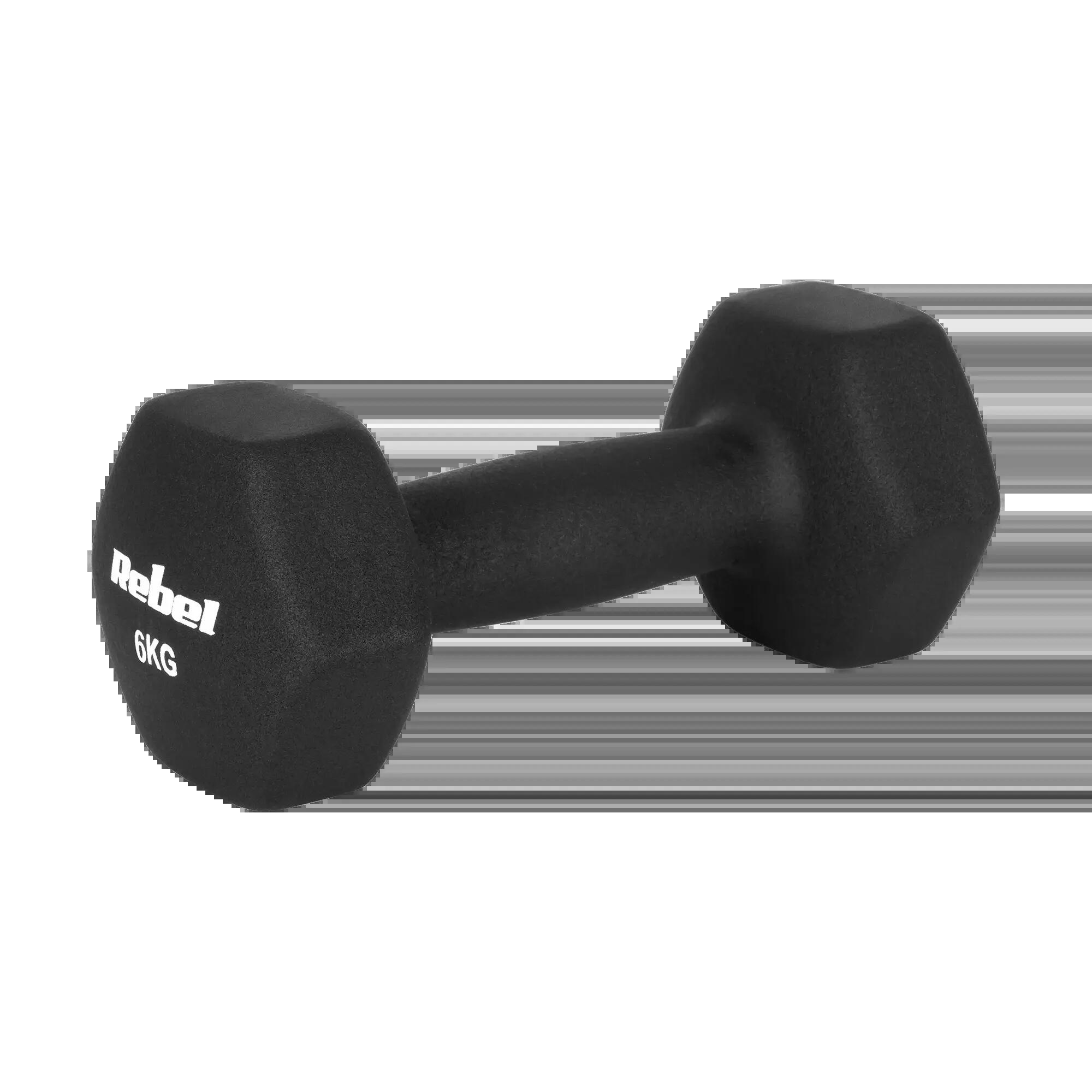 Hantelki żeliwne neoprenowe HEX 2x6kg do ćwiczeń treningu fitness Rebel 3/4
