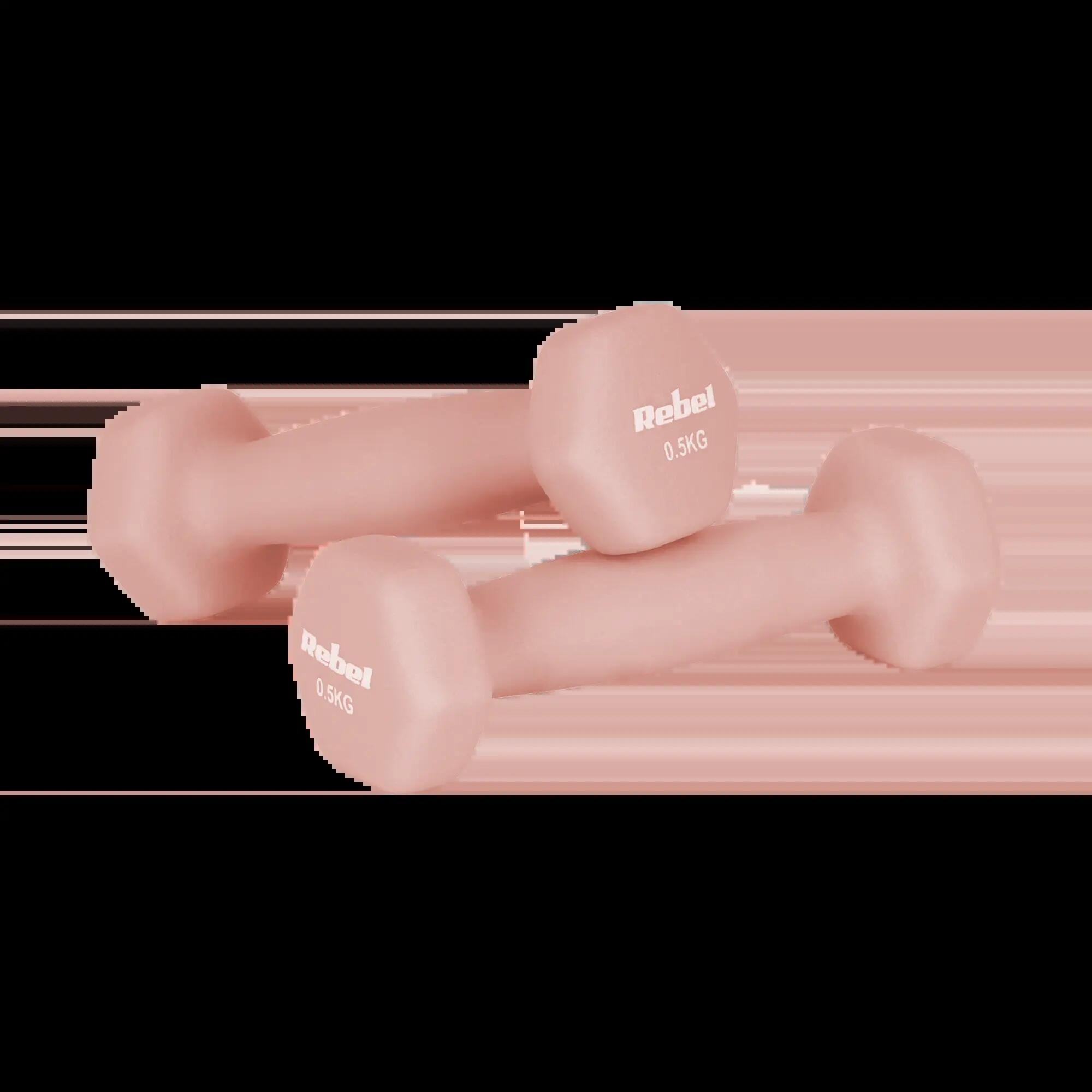 Hantelki żeliwne neoprenowe HEX 2x0.5kg do ćwiczeń treningu fitness Rebel 2/4
