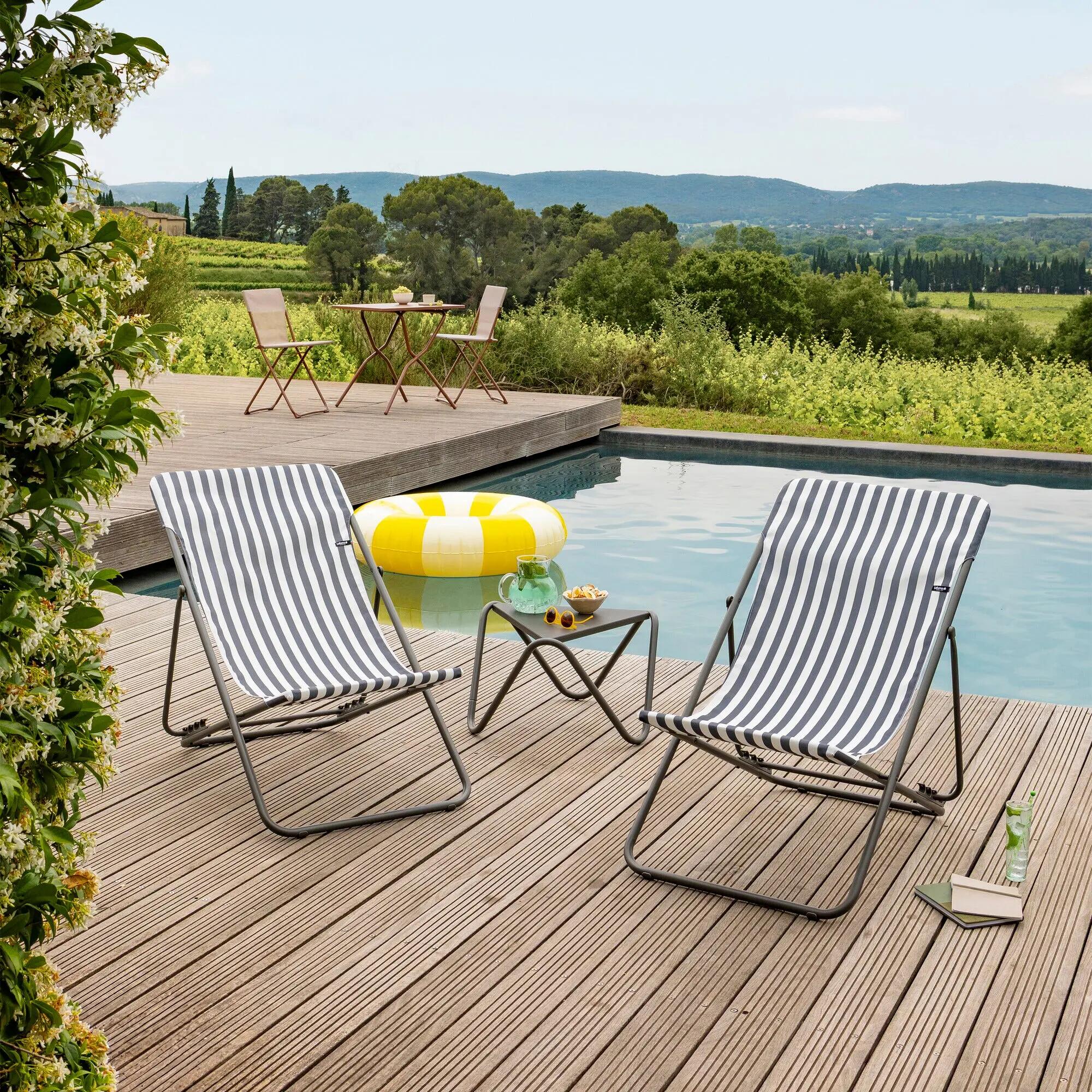 Transat jardin pliant multi-positions - MAXI TRANSAT - Gris - Lafuma Mobilier 3/6