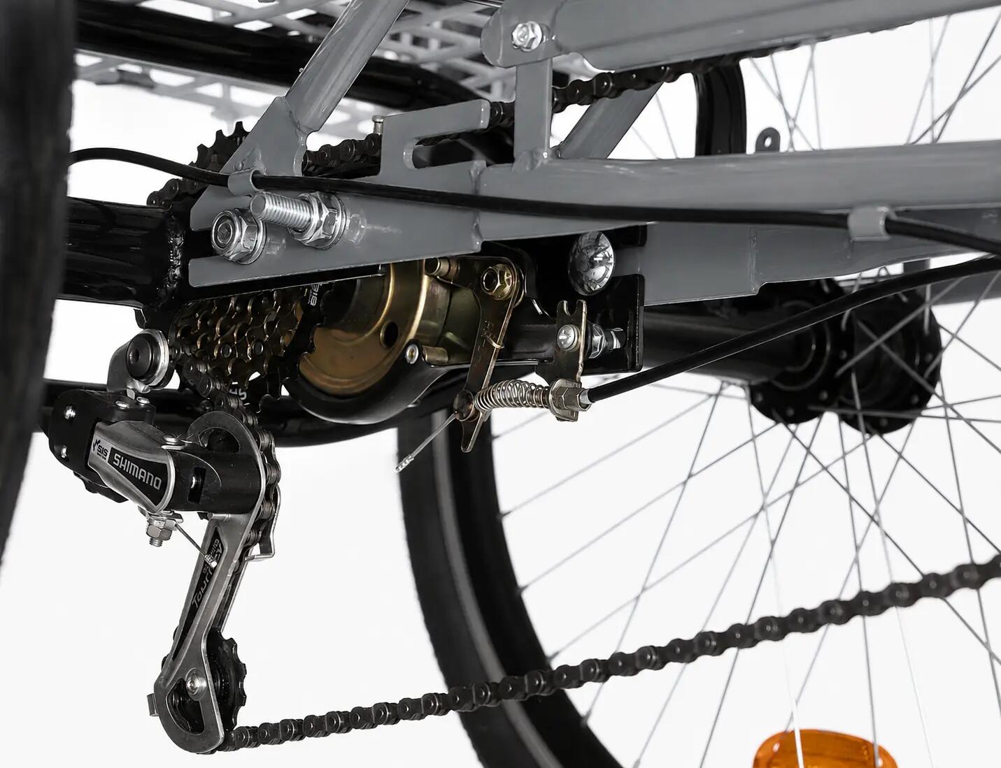 Rower trójkołowy miejski Kozbike 24" 6 biegów szary z koszem 6/7