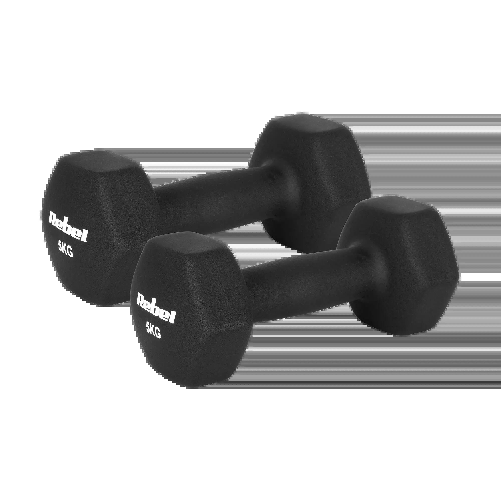 Hantelki żeliwne neoprenowe HEX zestaw 30kg  do ćwiczeń fitness Rebel 6/6