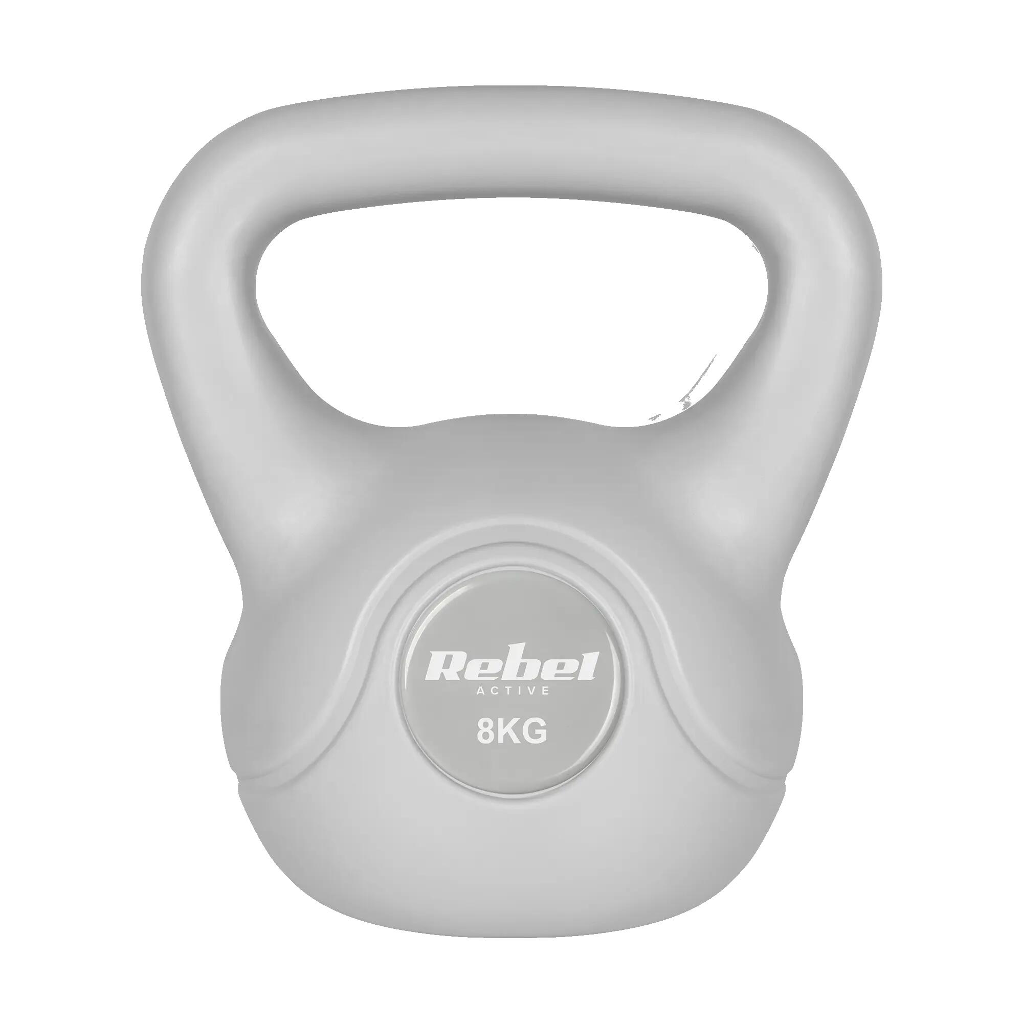 Kettlebell 8kg grau Kettle Hantel Übung Ball ABS Rebel 2/5