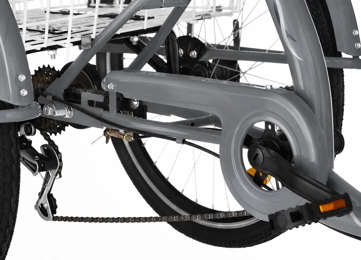 Rower trójkołowy miejski Kozbike 24" 6 biegów szary z koszem 5/7