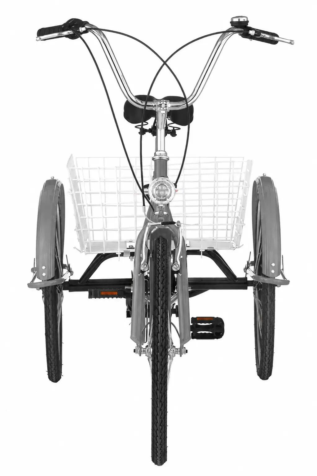 Rower trójkołowy miejski Kozbike 24" 6 biegów szary z koszem 4/7