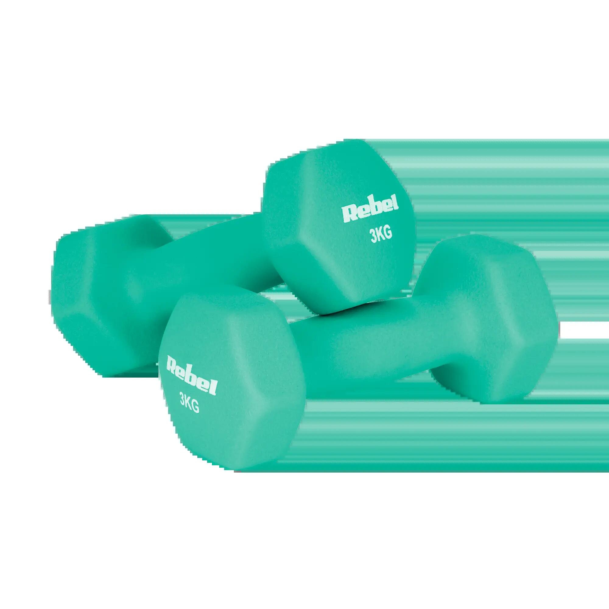Hantelki żeliwne neoprenowe HEX zestaw 12kg do ćwiczeń fitness Rebel 4/4