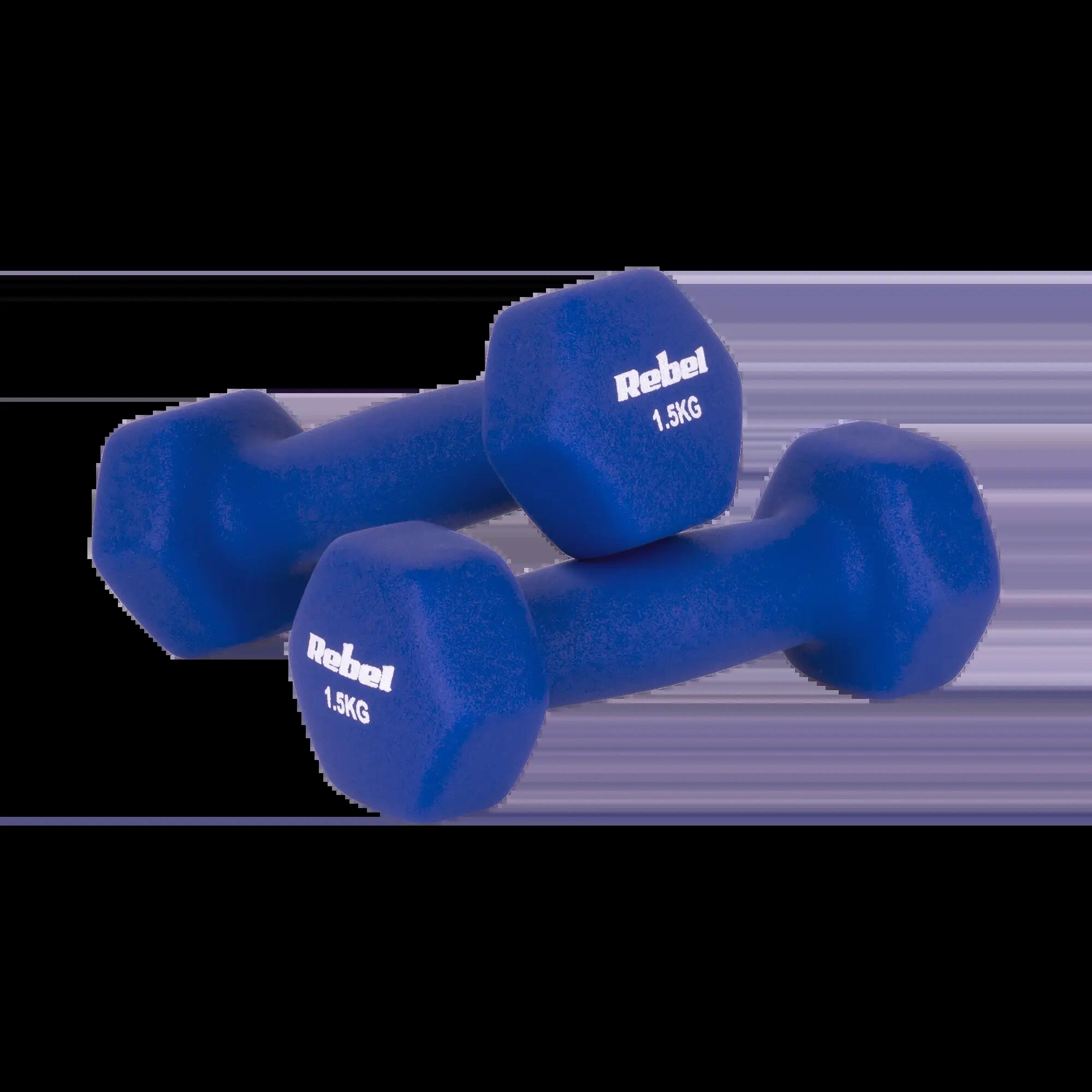 Hantelki żeliwne neoprenowe HEX 2x1.5kg do ćwiczeń treningu fitness Rebel 2/4