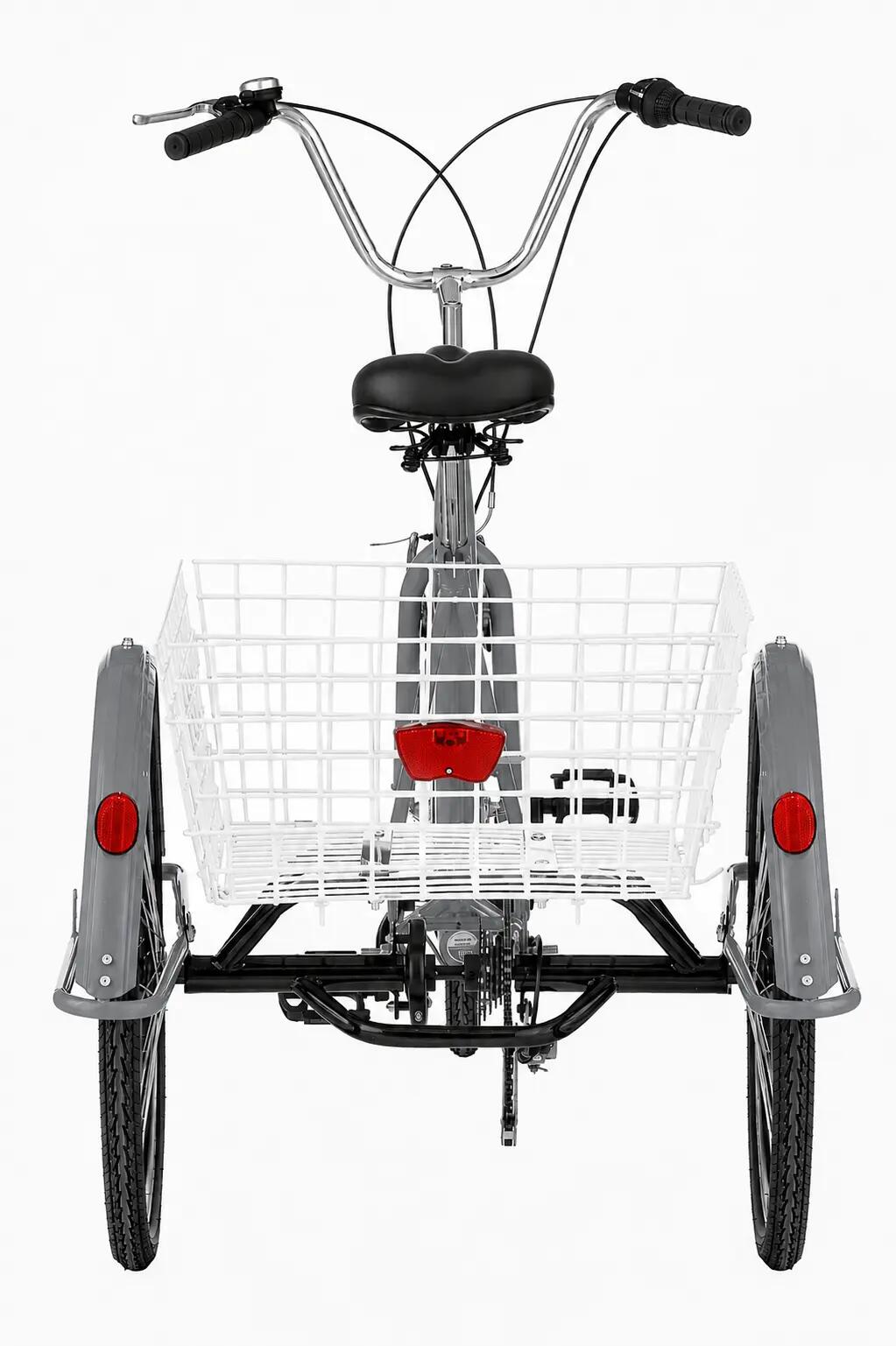 Rower trójkołowy miejski Kozbike 24" 6 biegów szary z koszem 3/7