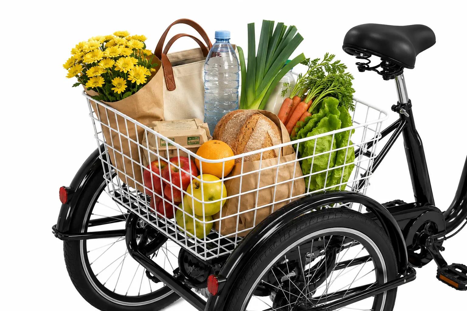 Rower trójkołowy miejski Kozbike 24" 6 biegów wiśniowy z koszykiem 7/7
