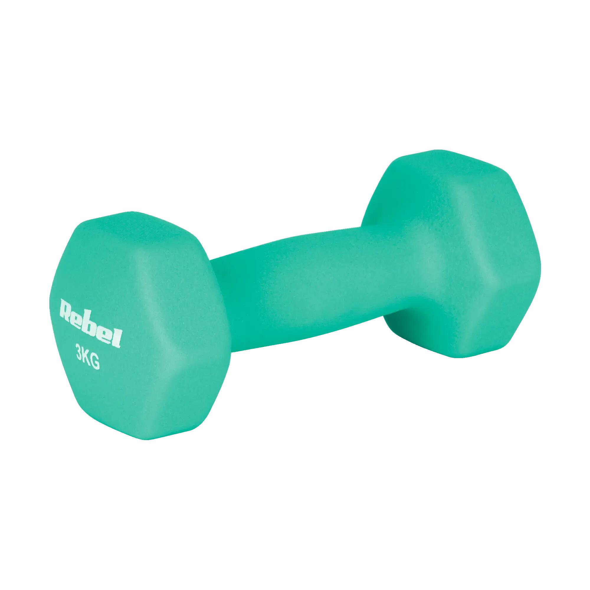 Hantelki żeliwne neoprenowe HEX 2x3kg do ćwiczeń treningu fitness Rebel 3/4