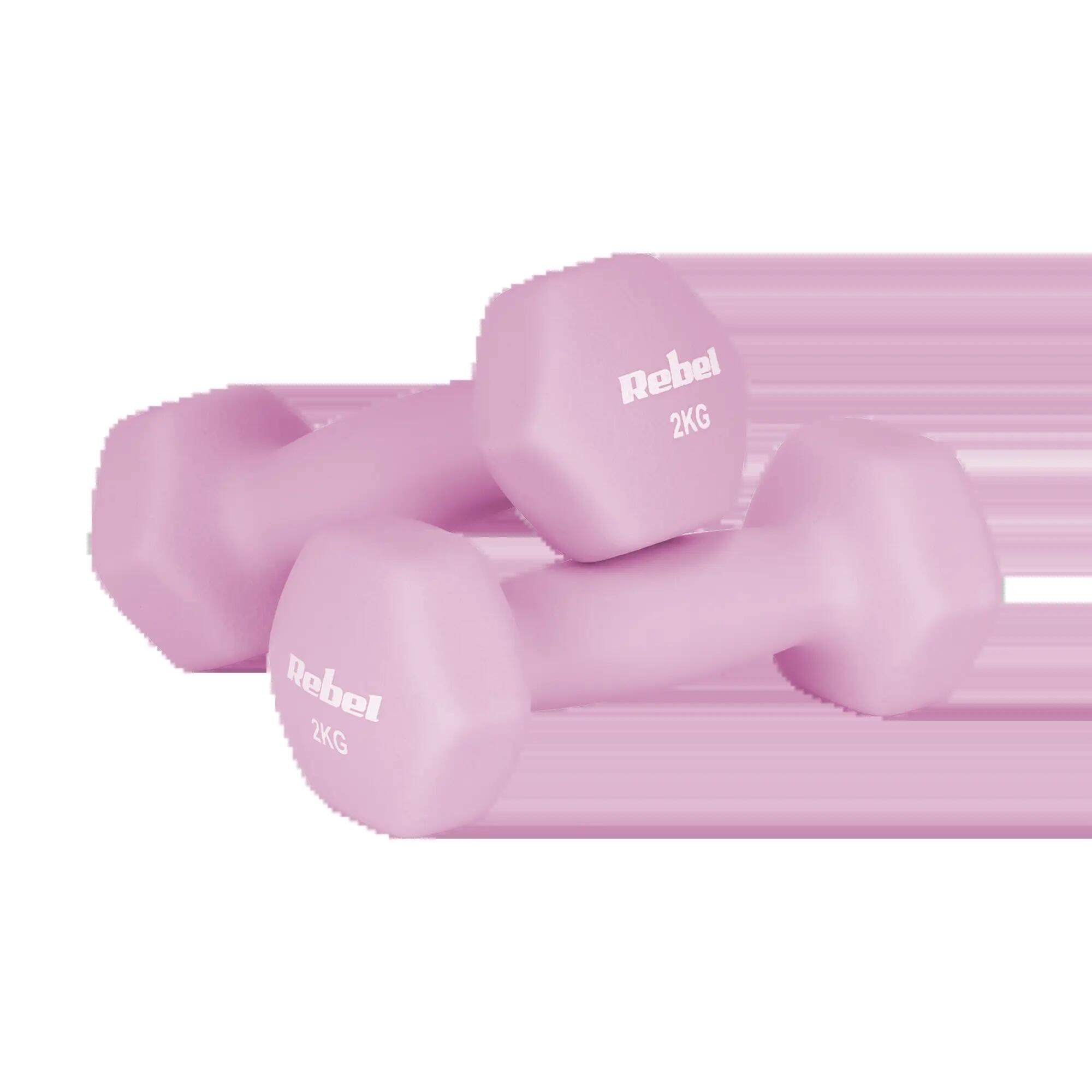 Hantelki żeliwne neoprenowe HEX zestaw 12kg do ćwiczeń fitness Rebel 3/4