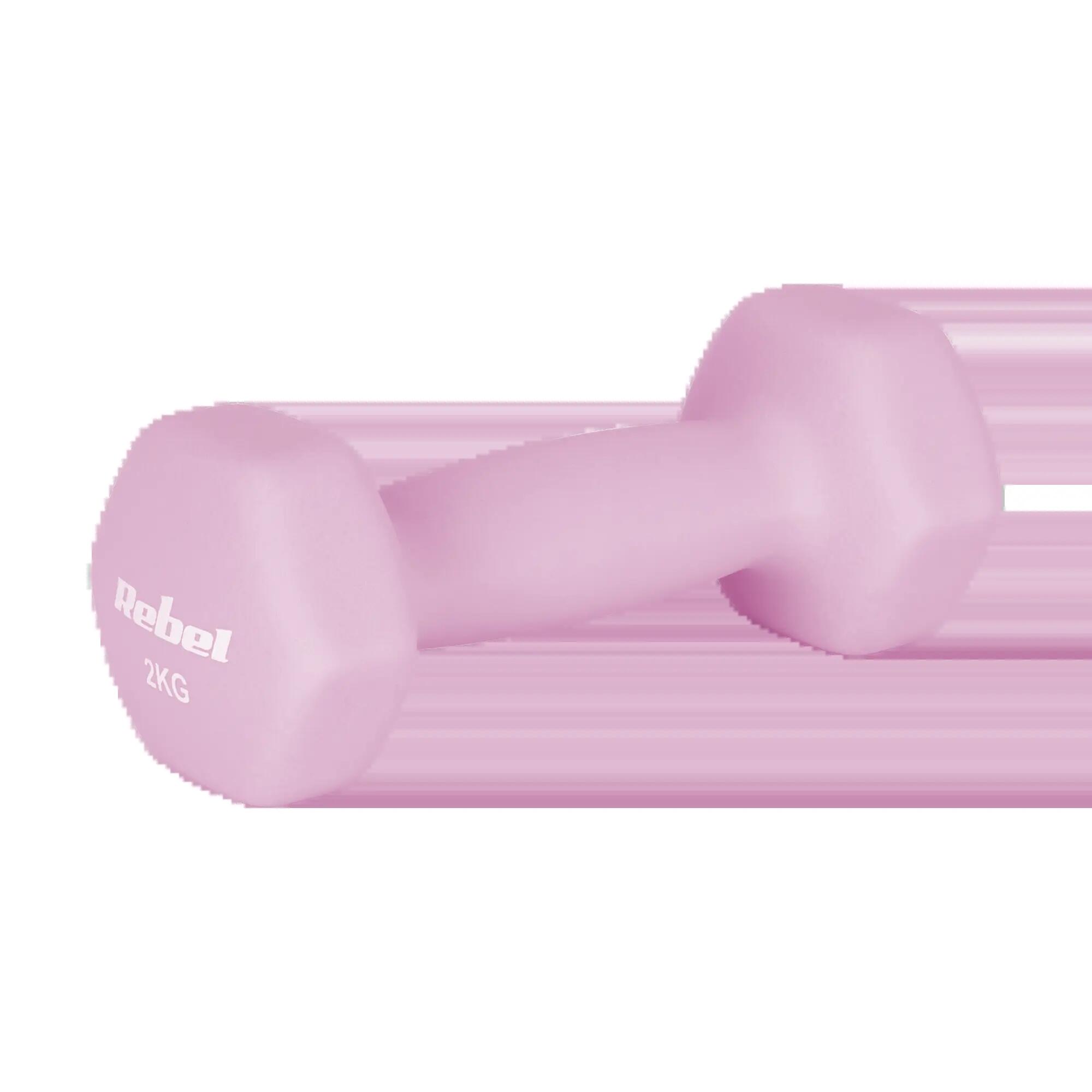 Hantelki żeliwne neoprenowe HEX 2x2kg do ćwiczeń treningu fitness Rebel 3/4