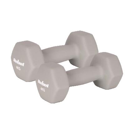Hantelki żeliwne neoprenowe HEX 2x4kg do ćwiczeń treningu fitness Rebel