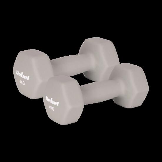 Hantelki żeliwne neoprenowe HEX 2x4kg do ćwiczeń treningu fitness Rebel