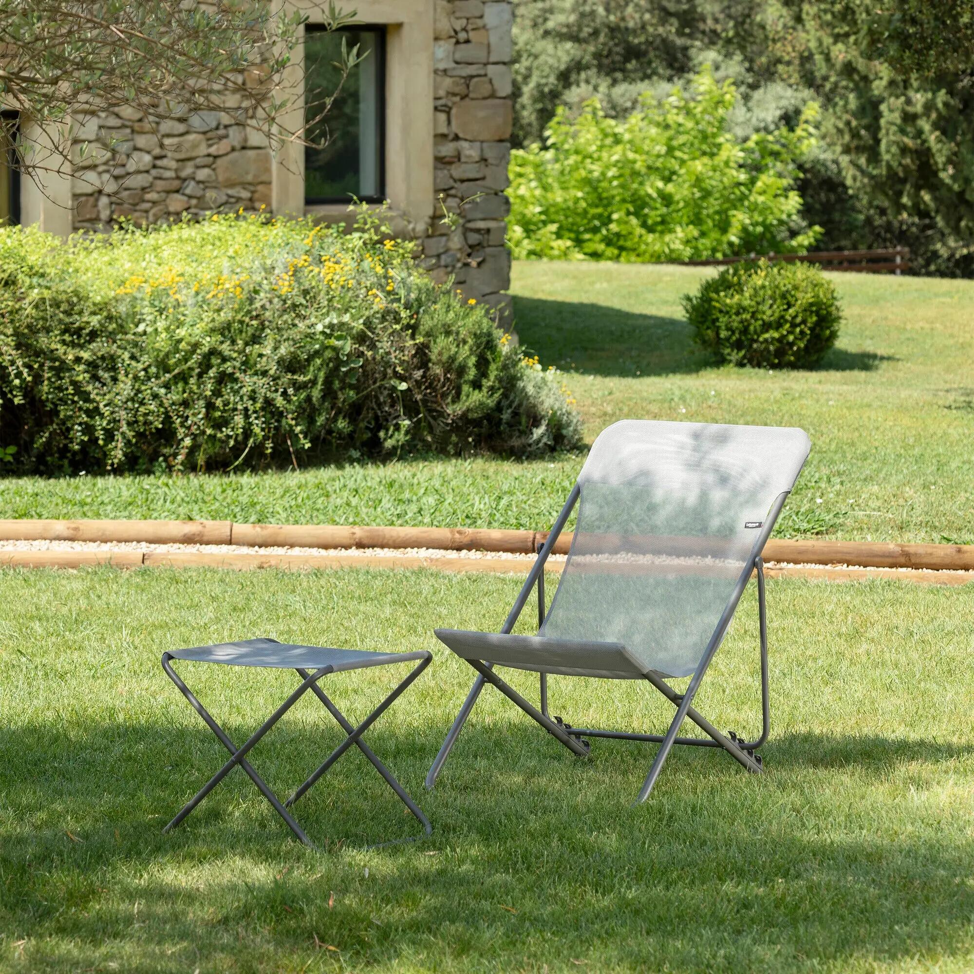 Ensemble transat et repose-jambes - MAXI TRANSAT - Gris - Lafuma Mobilier 6/7