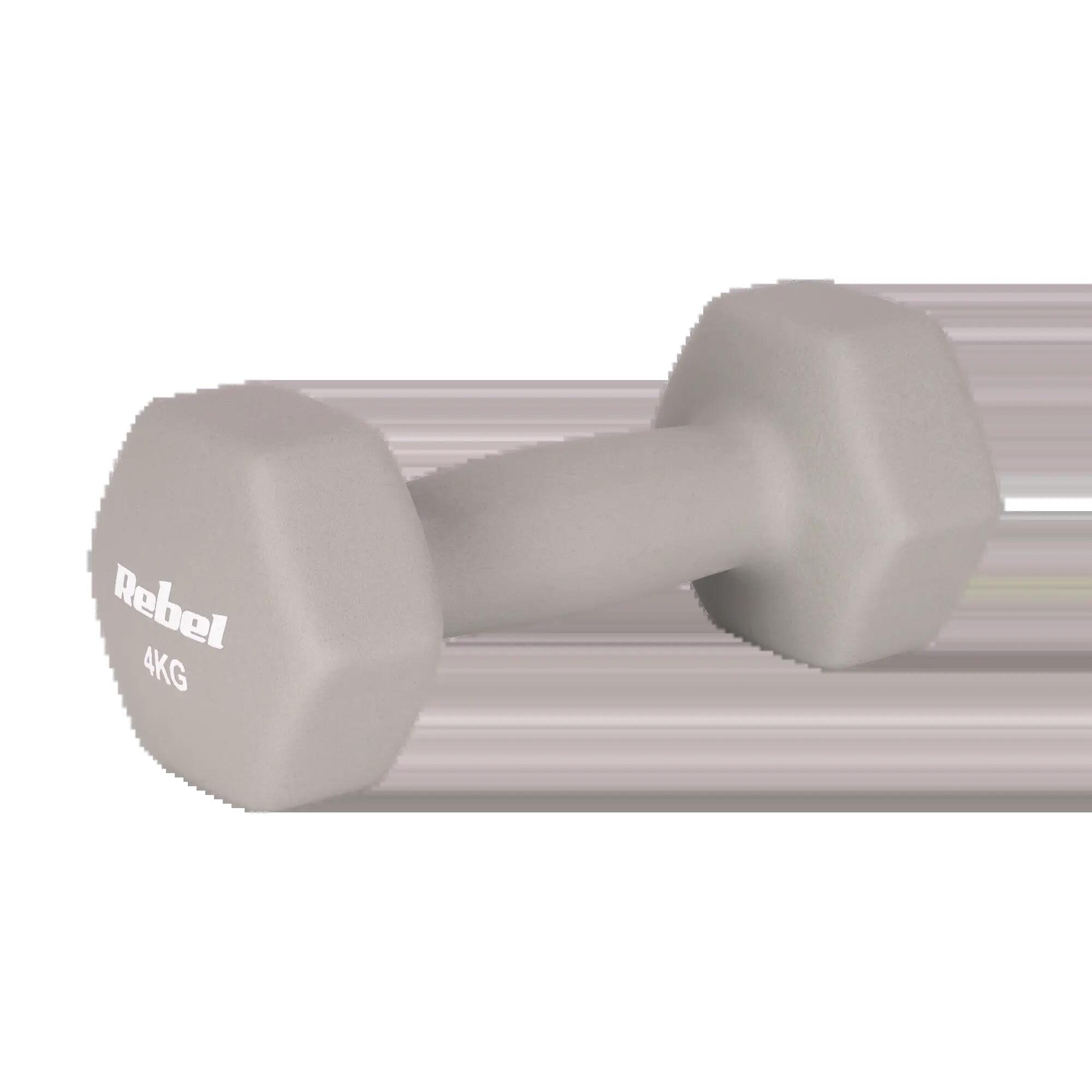 Hantelki żeliwne neoprenowe HEX 2x4kg do ćwiczeń treningu fitness Rebel 3/4