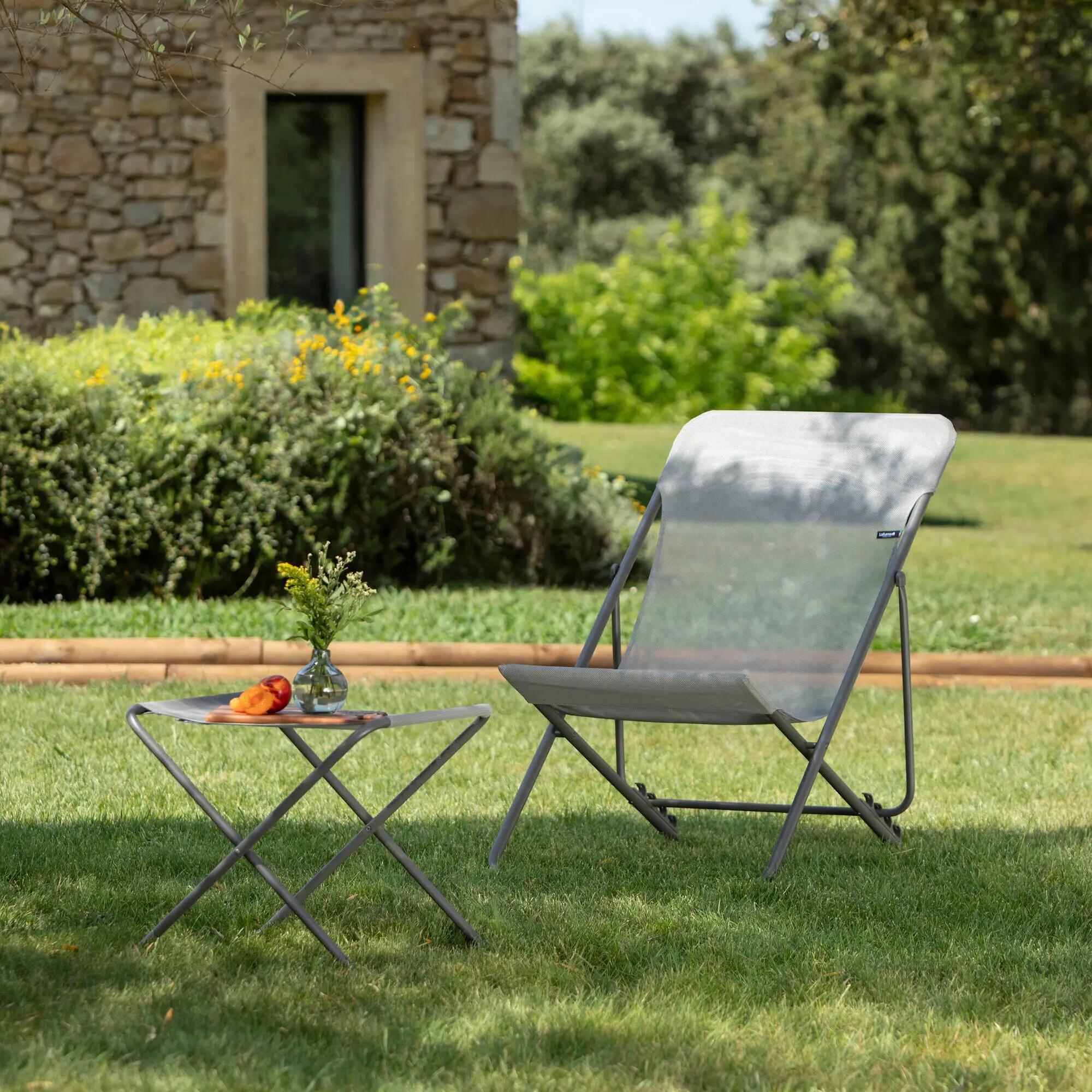Ensemble transat et repose-jambes - MAXI TRANSAT - Gris - Lafuma Mobilier 4/7