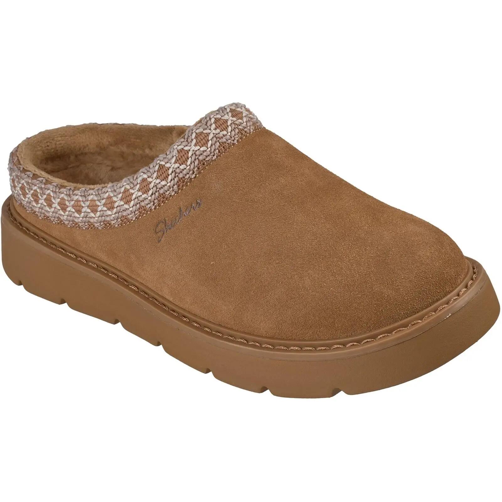 Skechers Keepsakes Cozy Cascade Leather Women's Chestnut Slippers 1/4