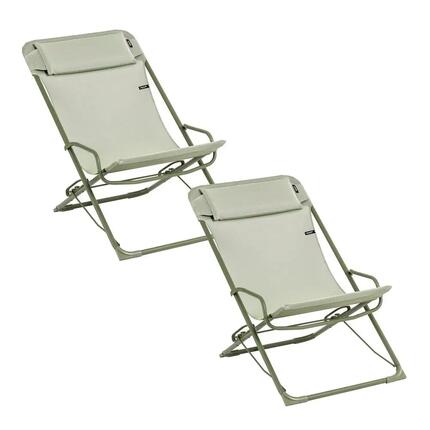 Lot de 2 Transats jardin oscillants - TRANSASWING - Vert - Lafuma Mobilier