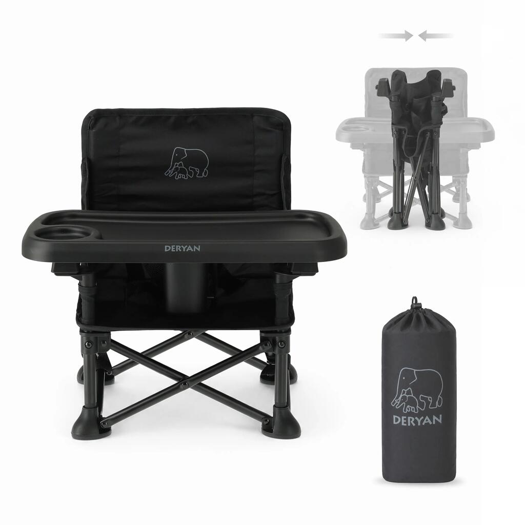 Deryan Pop 'N Sit Mini High Chair - Foldable Booster Seat - Black