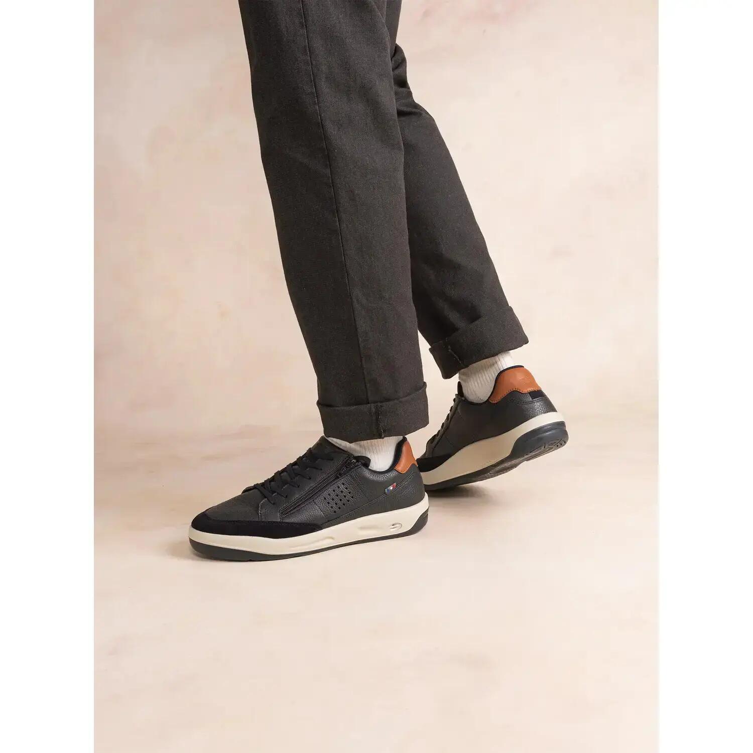 Chaussures - sport - hommes - cuir, lacets et zip - ALLZIPP - bleu 5/5