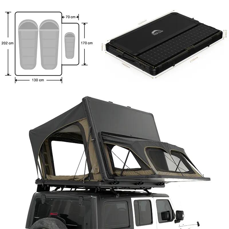 Tente de toit 3 places coque rigide innovante Desert Cruiser Family 3/6