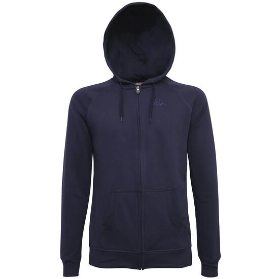 Felpa con cappuccio e zip da uomo in cotone blu da sportivo