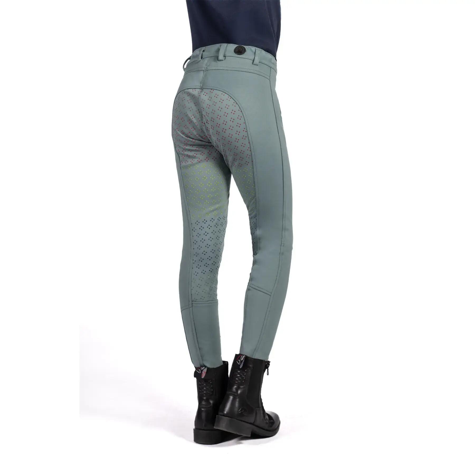 Pantalon équitation full grip fille HKM Kids Mia 3/4