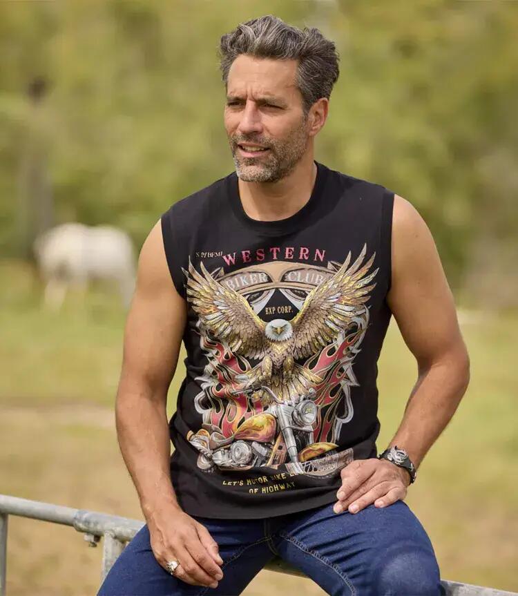 Le Lot de 2 Tee-Shirts Sans Manche Esprit Biker 3/4