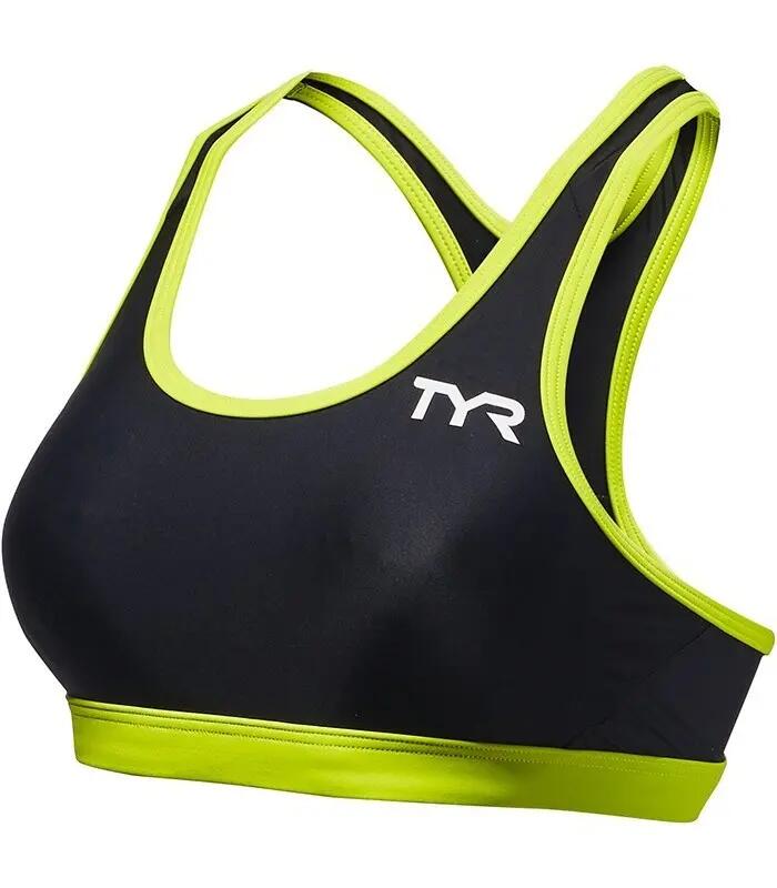 Bustiera triatlon TYR Competitor Racerback dama - negru cu verde lime