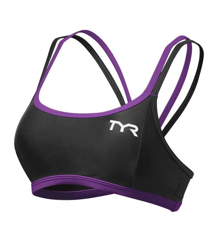 Bustiera triatlon TYR Competitor Thin Strap dama - negru cu mov