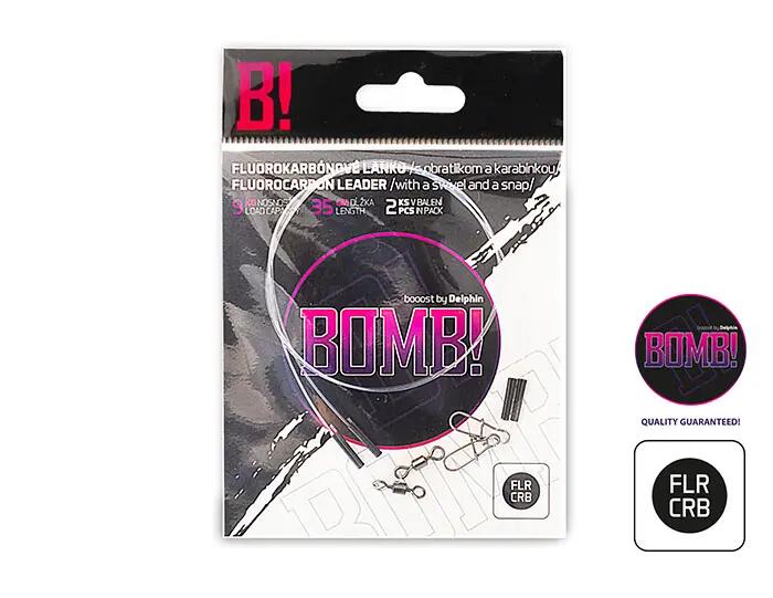 Fil en fluorocarbon BOMB! Avec émerillon et agrafe | par 2 /15cm/5kg 2/2