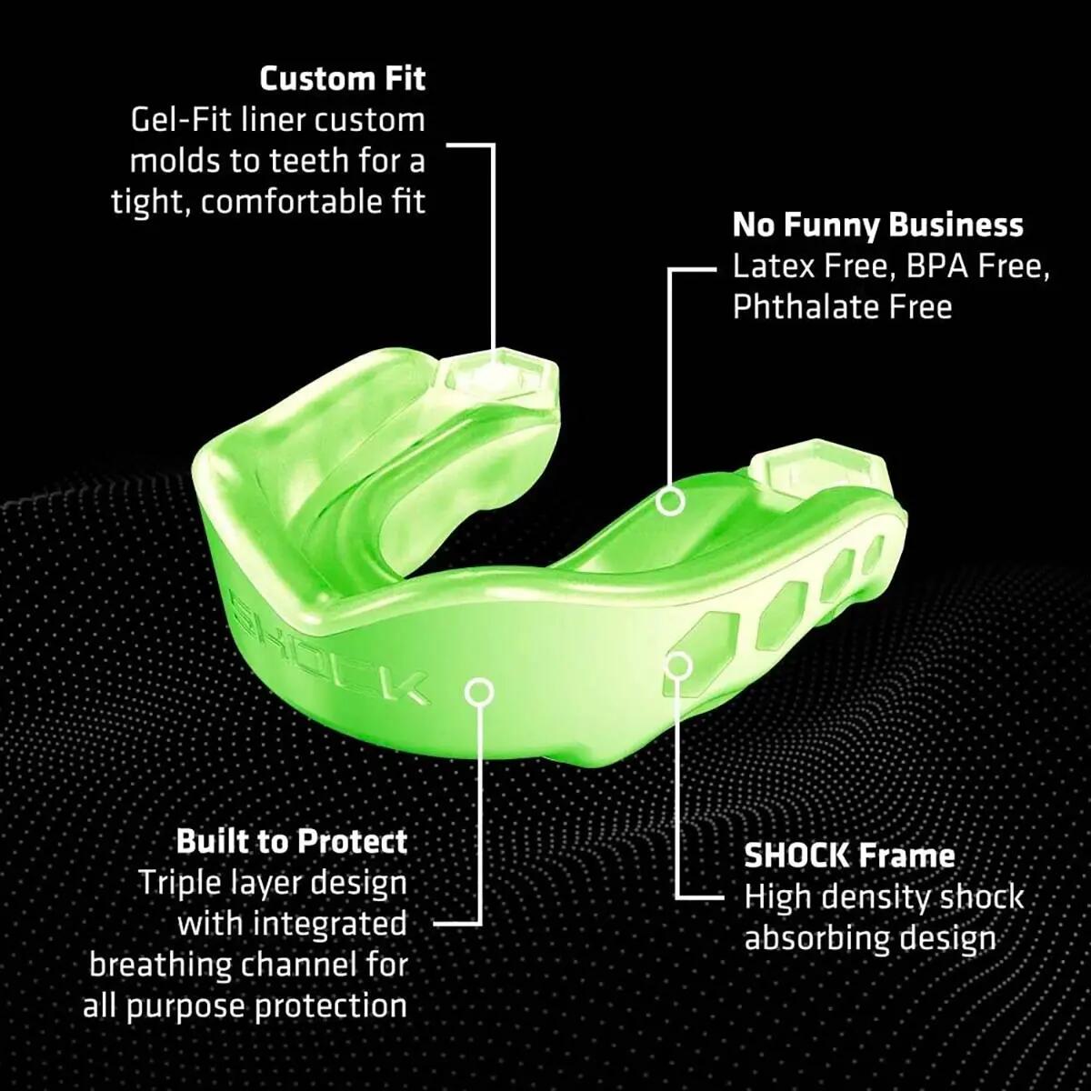 Protetor bucal Gel Max Shock Doctor infantil (10-) Verde fluorescente 5/5