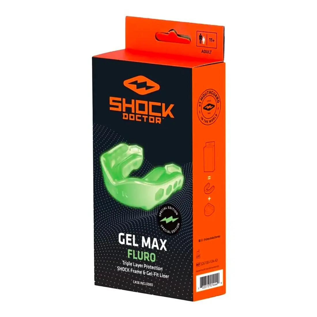 Protetor bucal Gel Max Shock Doctor Adulto (11+) Verde fluorescente 2/5
