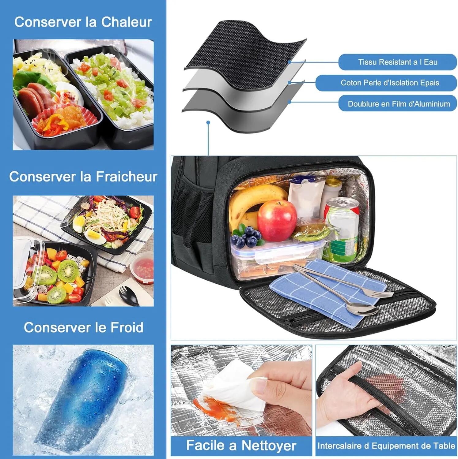 Mixte Voyage Sac à dos isotherme 17 pouces TSA MealPack 2/3