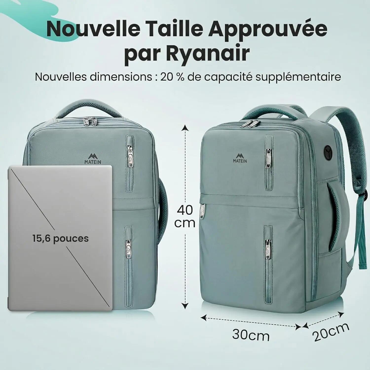 Femme Voyage Sac à dos cabine 40x30x20 extensible RyanAir 2/3