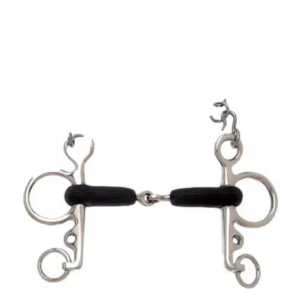 Mors pelham pour cheval à embouchure articulée en caoutchouc Sefton