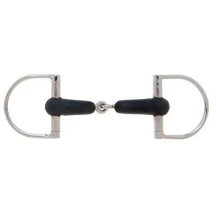 Mors pour cheval anglaise à anneaux en d avec bouche en caoutchouc Sefton