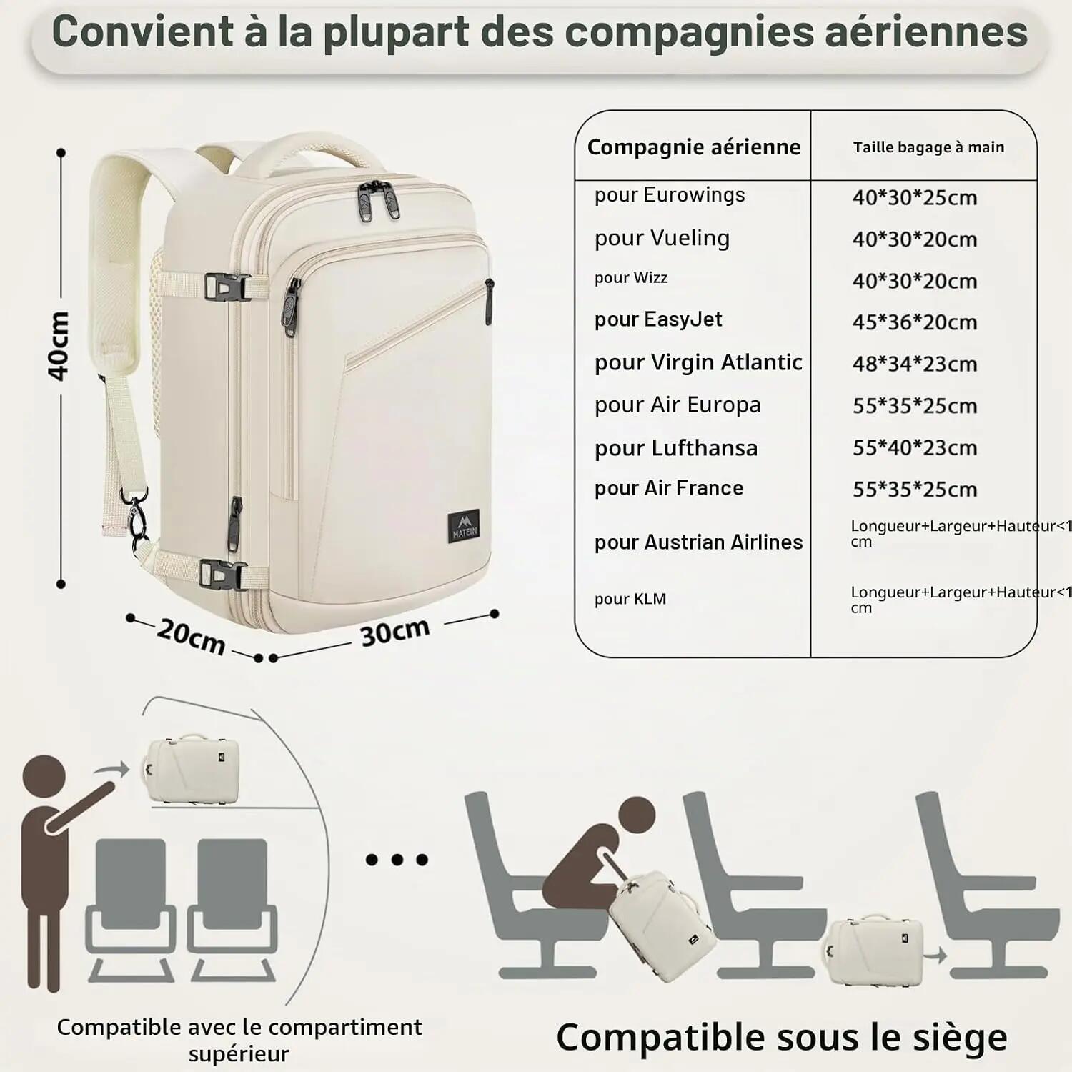Mixte Voyage Sac cabine 40x30x20 extensible 30L FlyAir 3/3