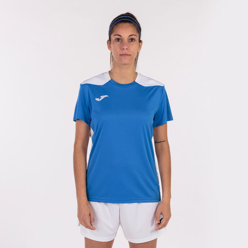 Maillot manches courtes Femme Joma Championship vi bleu roi blanc