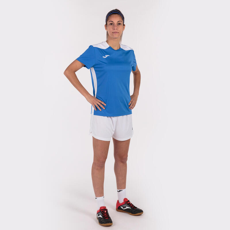 Maillot manches courtes Femme Joma Championship vi bleu roi blanc