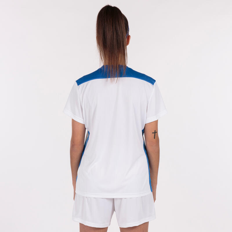 Maillot manches courtes Femme Joma Championship vi blanc bleu roi