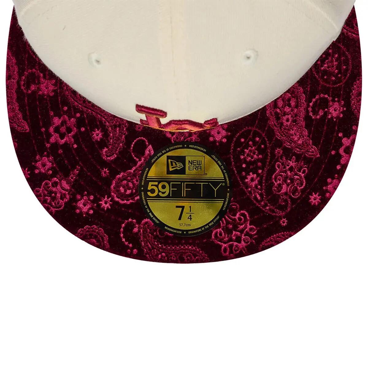 New Era 59FIFTY Cap MLB LA Dodgers Paisley hellbeige/dunkelrot 7/8