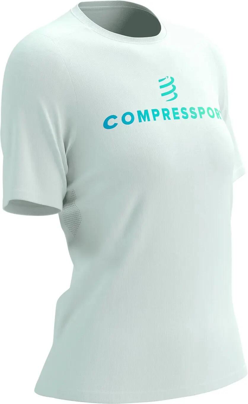 Maglietta a maniche corte Compressport Podium bianca da donna 3/4