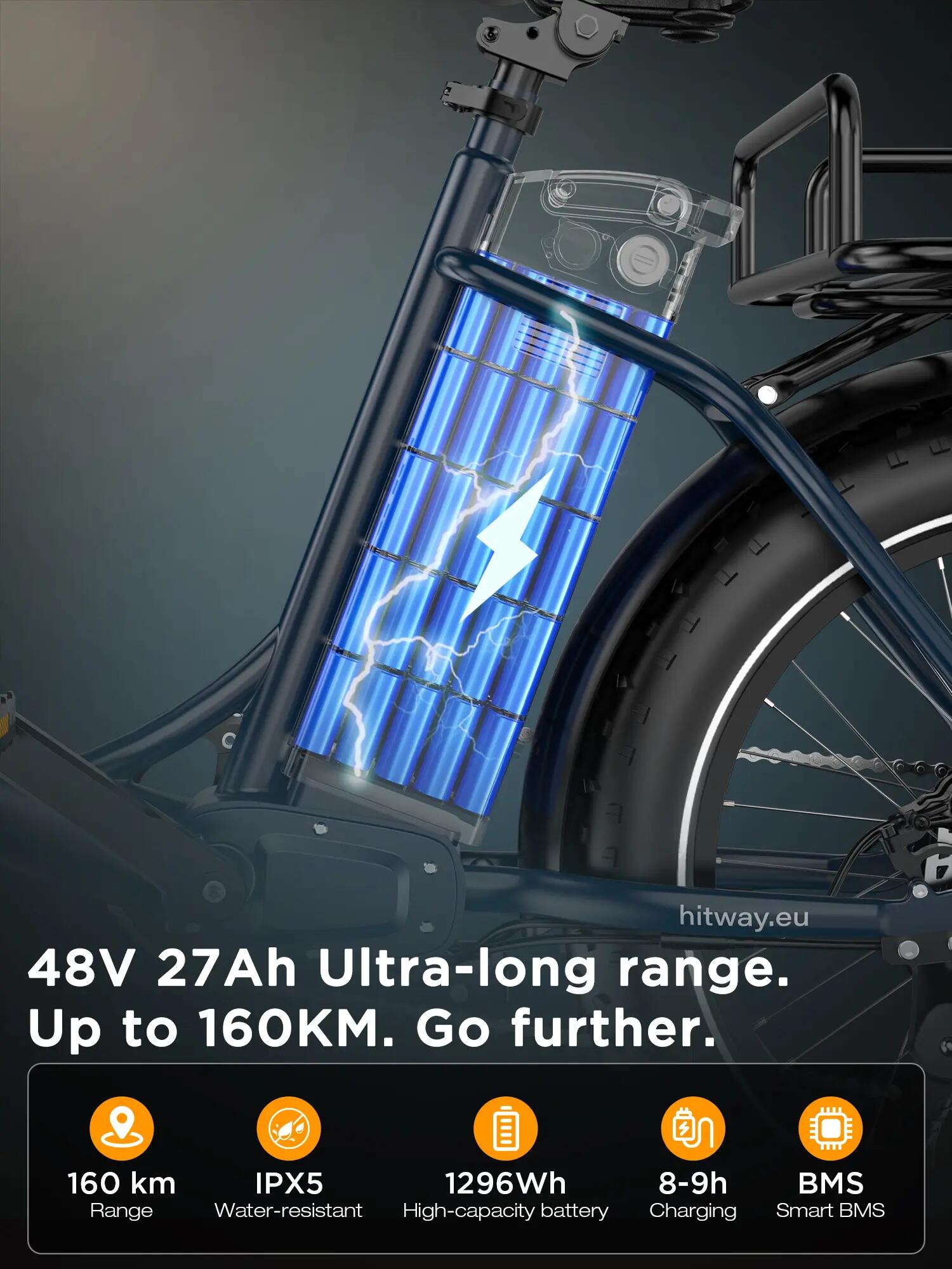 Vélo cargo électrique BK6S PLUS, batterie 1296Wh, capteur de couple 4/9
