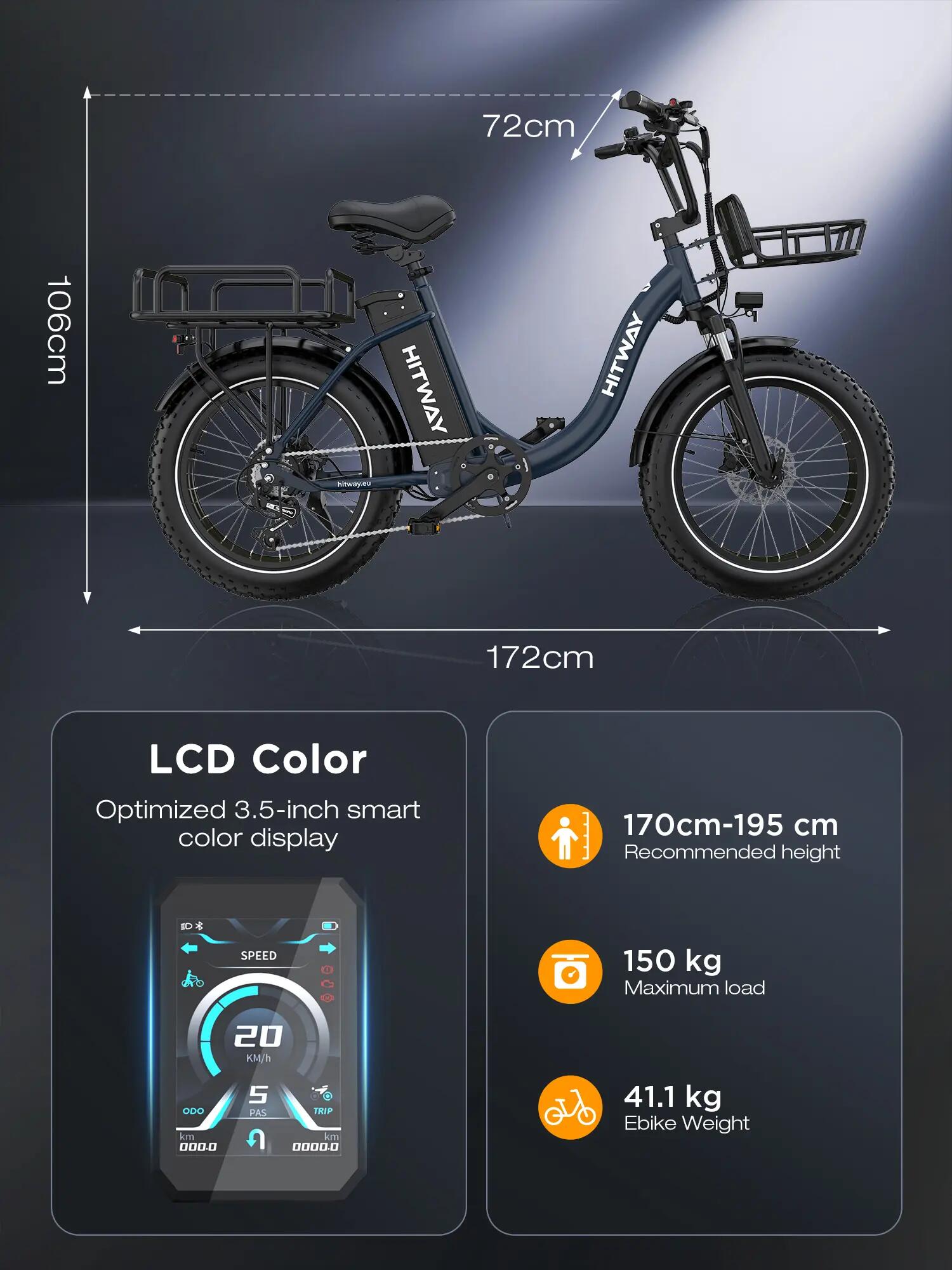 Vélo cargo électrique BK6S PLUS, batterie 1296Wh, capteur de couple 2/9