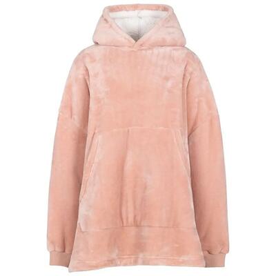 Uniseks volwassen knusse oversized hoodie deken (misty rose)