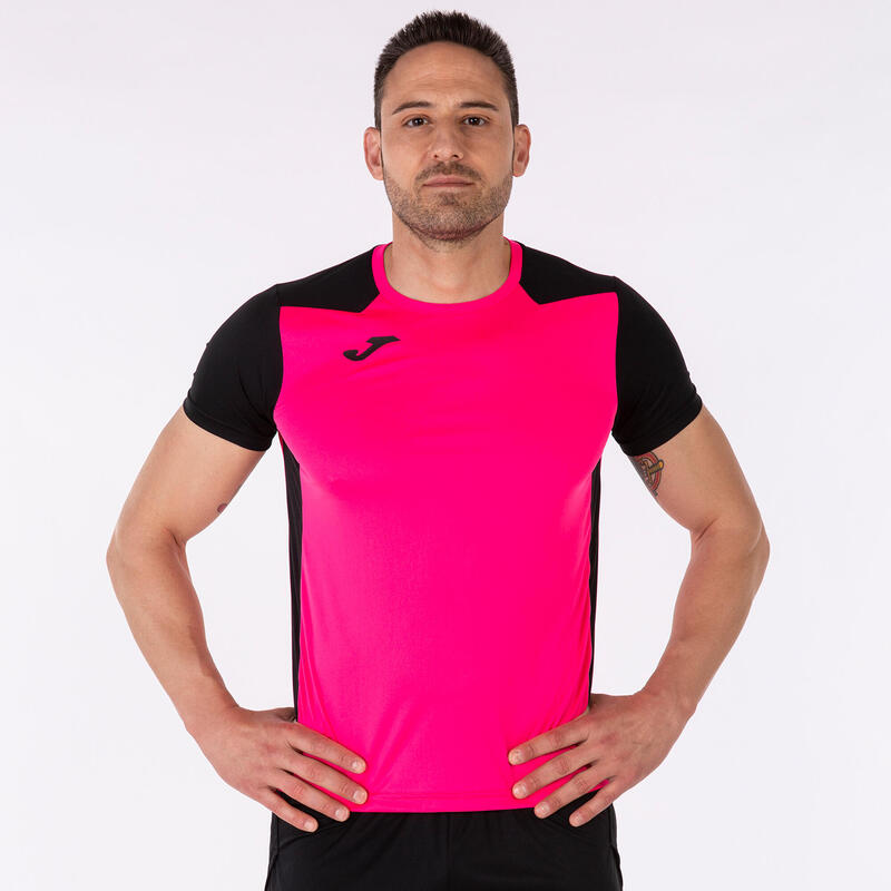 Maillot manches courtes Homme Joma Record ii rose fluo noir