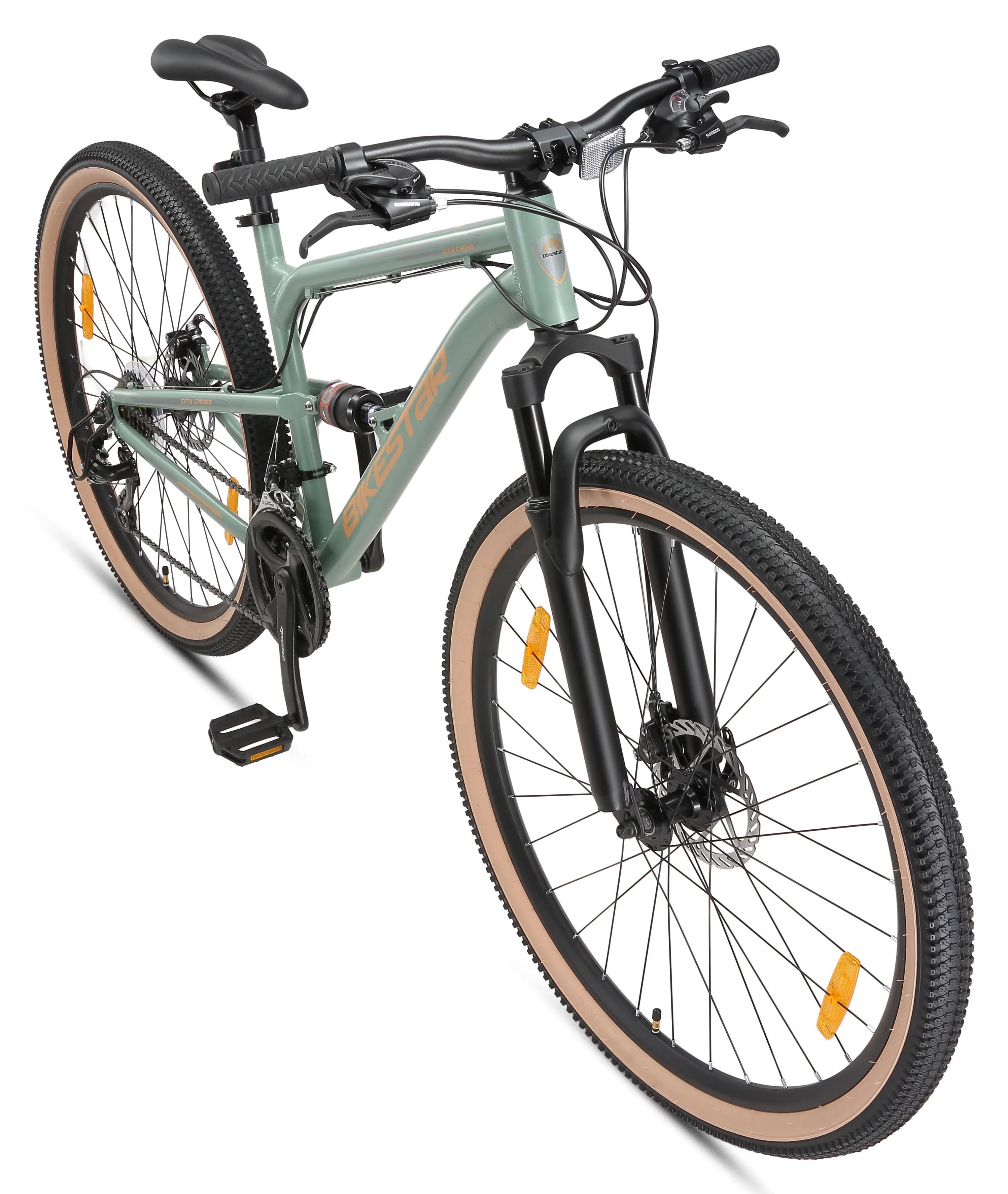 MTB fiets 29" aluminium, volledig geveerde, 21 versnellingen, schijfremmen 13/14