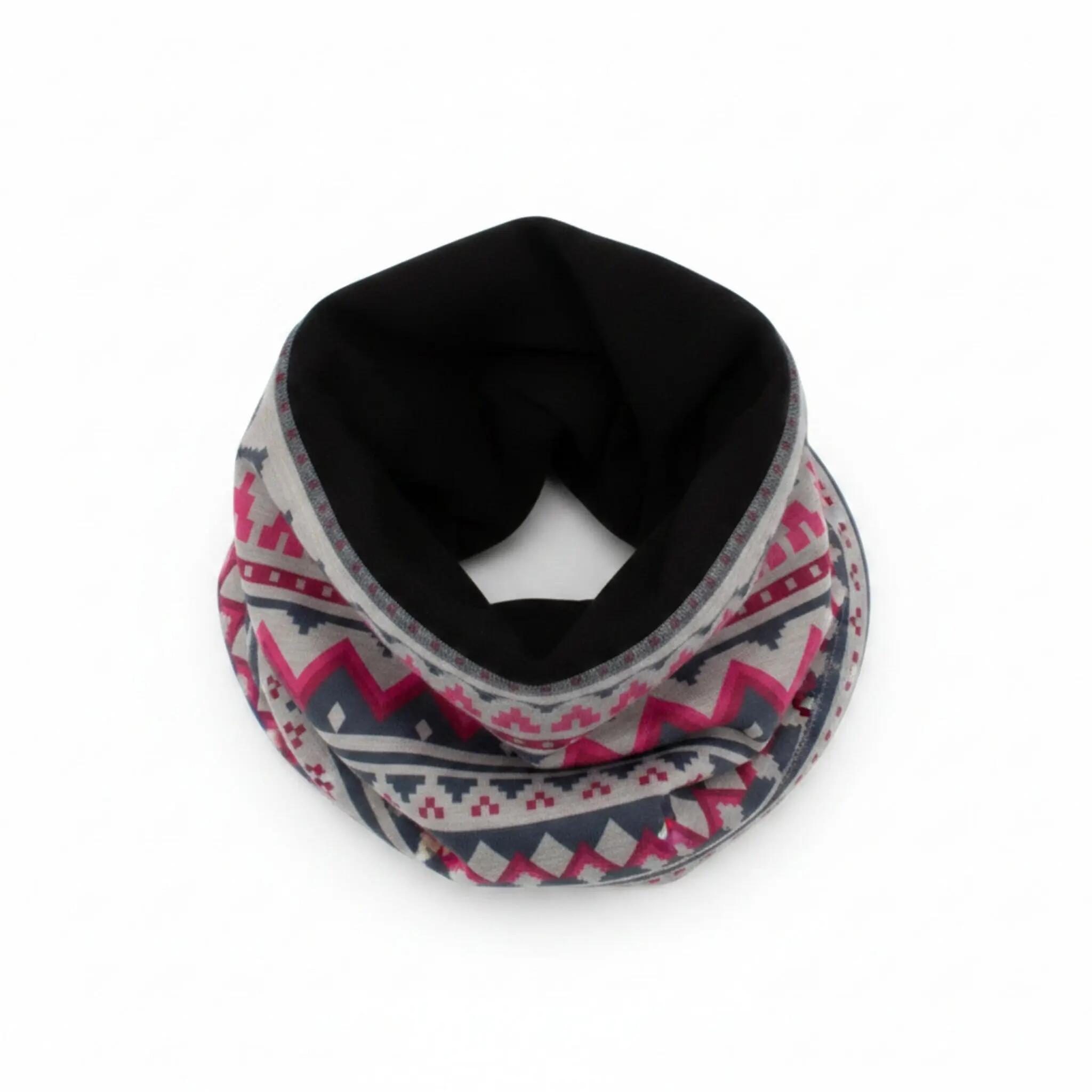 Schal Print Fleece Headgear Neck Warmer Tube Loop in Rosa 3/6