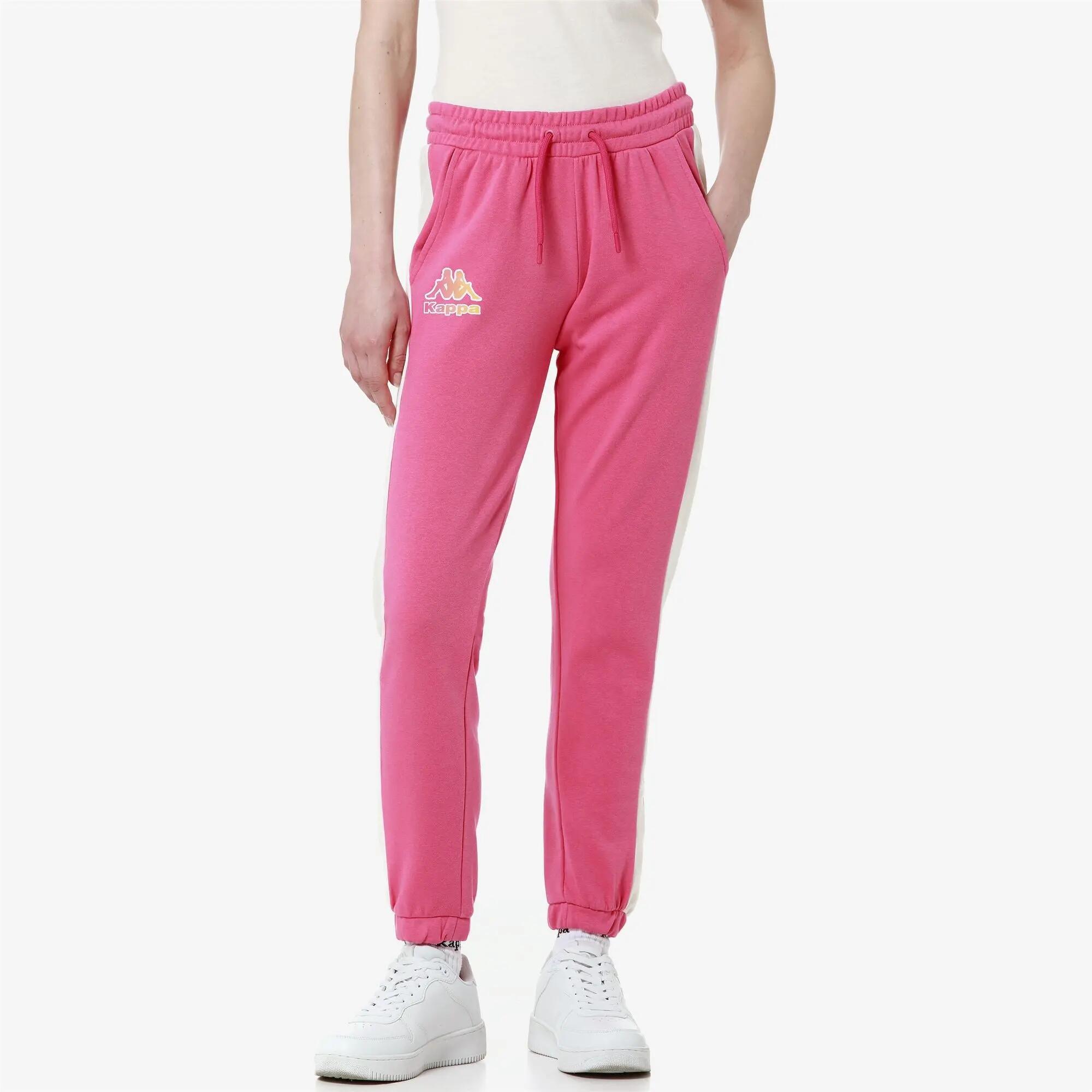 Pantaloni tuta da donna in cotone rosa da palestra 2/6